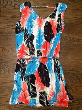 ❤️Hount Vibrant Feather Print Dress or Swim Coverup